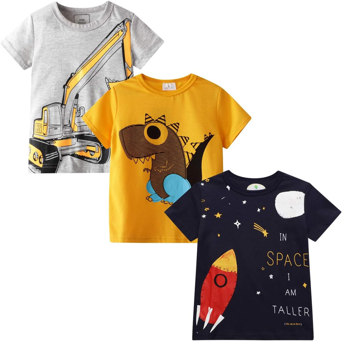 Toddler Boys Shirts Clothes Short-Sleeve Little Kids T Shirts Boys' Tops, Tees & Shirts Graphic TEE Age 2-7 Years 4-Pack