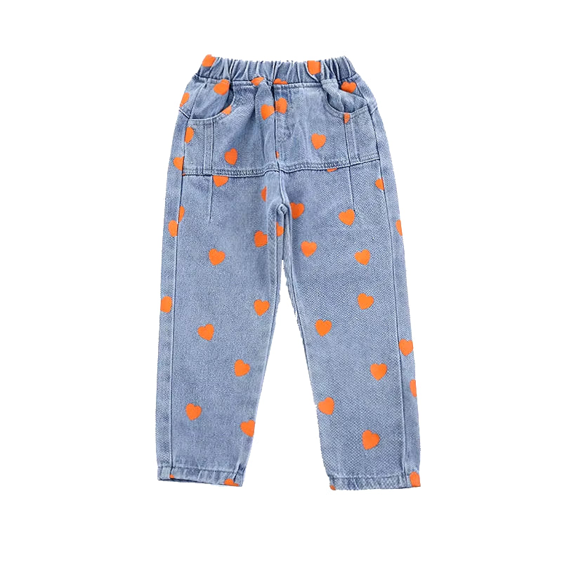 Girls Jeans Full Heart Autumn Spring Toddler Kids Clothes Children Trousers for Baby Girl Pants