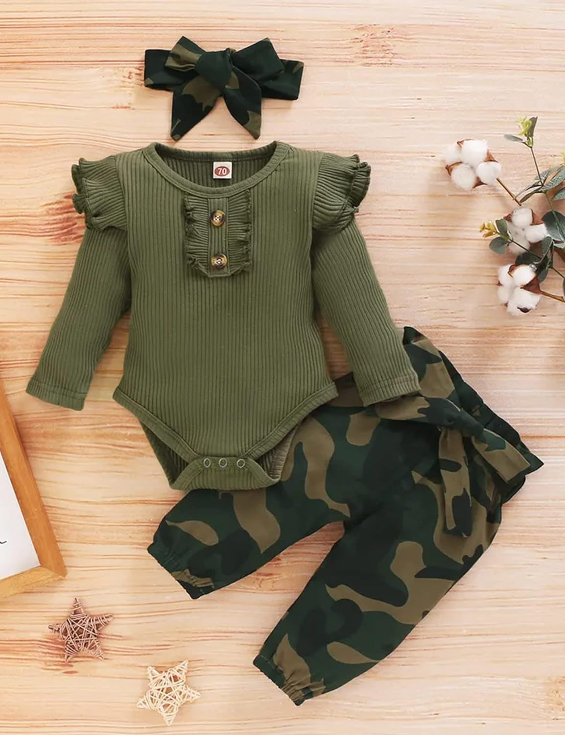 Newborn Baby Girl Clothes Ribbed Ruffle Sleeve Romper + Floral Pants + Headband Cute Infant Baby Girl Outfit 3Pcs