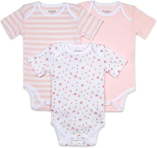 Unisex Baby 3-Pack Short Sleeve Bodysuits, 100% Organic Cotton