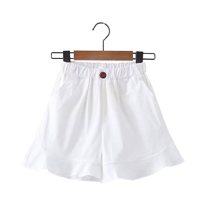 Plus Size Baby Girls Shorts for Kids Summer Trousers Clothes Children Pants Toddlers Solid White Green