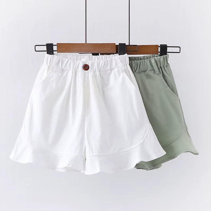 Plus Size Baby Girls Shorts for Kids Summer Trousers Clothes Children Pants Toddlers Solid White Green