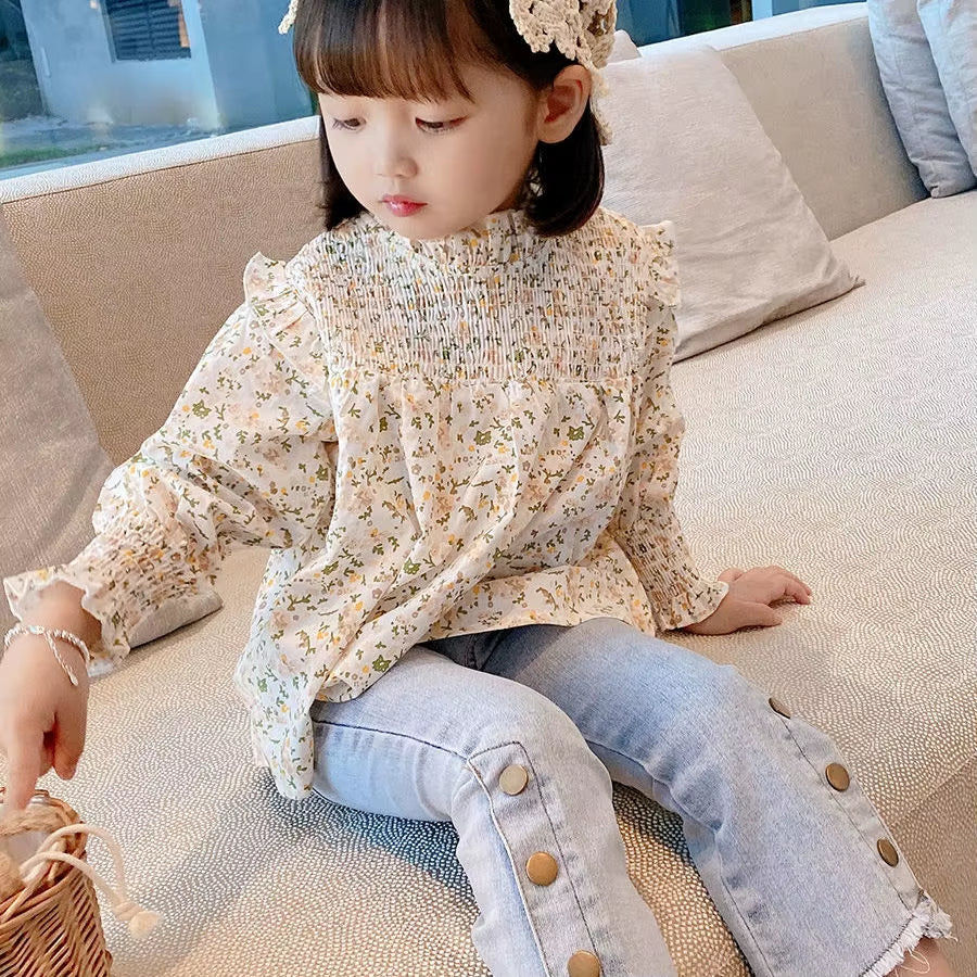 Girls Jeans Strethable Elasctic Autumn Spring Children Pants Denim Flare Toddler Kids Trousers Clothes for Baby Girl Pants