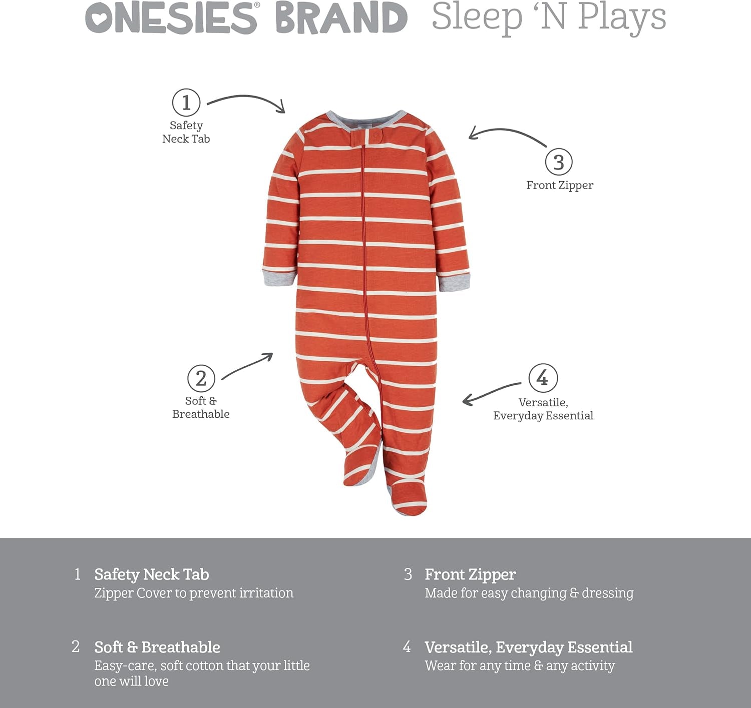 Baby Boys' 4-Pack Sleep 'N Play Footies