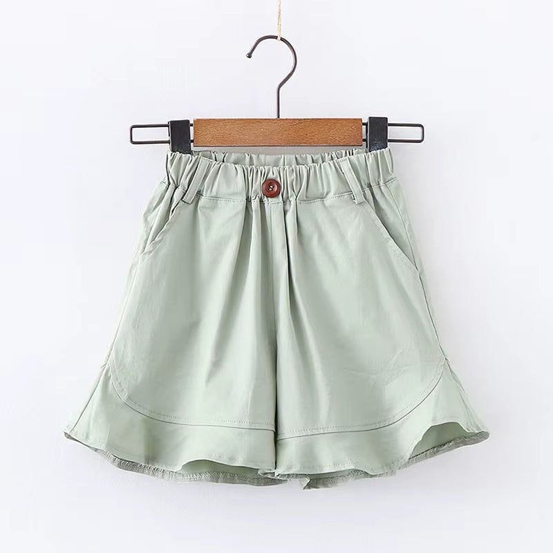 Plus Size Baby Girls Shorts for Kids Summer Trousers Clothes Children Pants Toddlers Solid White Green