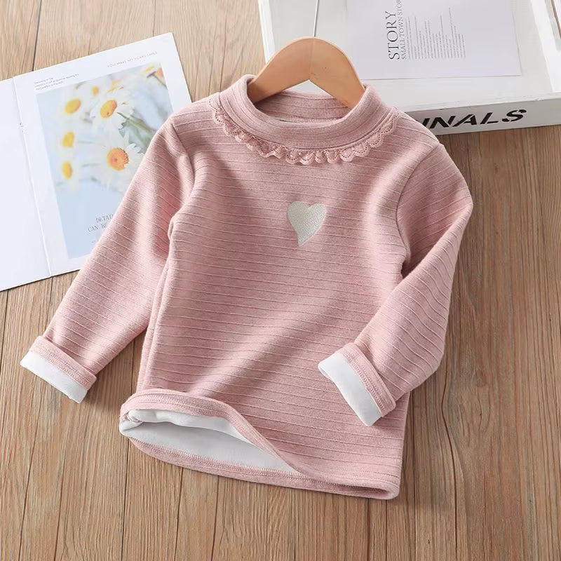 2024 New Spring Autumn/Winter Girls Kids Cartoon Velvet T-Shirt Comfortable Cute Baby Clothes Children Clothing